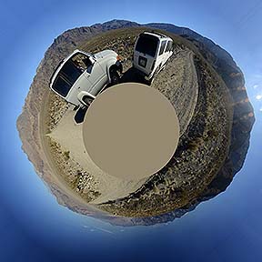 Little planet view of the 360-degree panorama of the Saline Valley, November 21, 2014